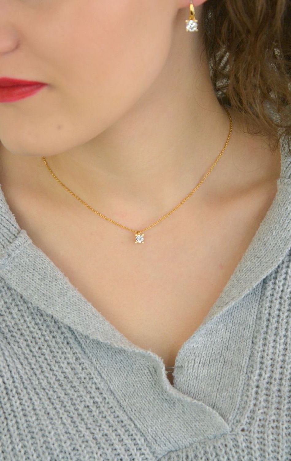 Naszyjnik damski TI SENTO 34087ZY – srebro rodowane 925 pozłacane, ankier, cyrkonia 6 mm.jpg