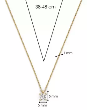 Naszyjnik damski TI SENTO 34087ZY – srebro rodowane 925, pozłacany, ankier, zdobiony cyrkonią 6 mm. Regulowana długość 38–48 cm, elegancki i uniwersalny, idealny do codziennych i wieczorowych 3.webp