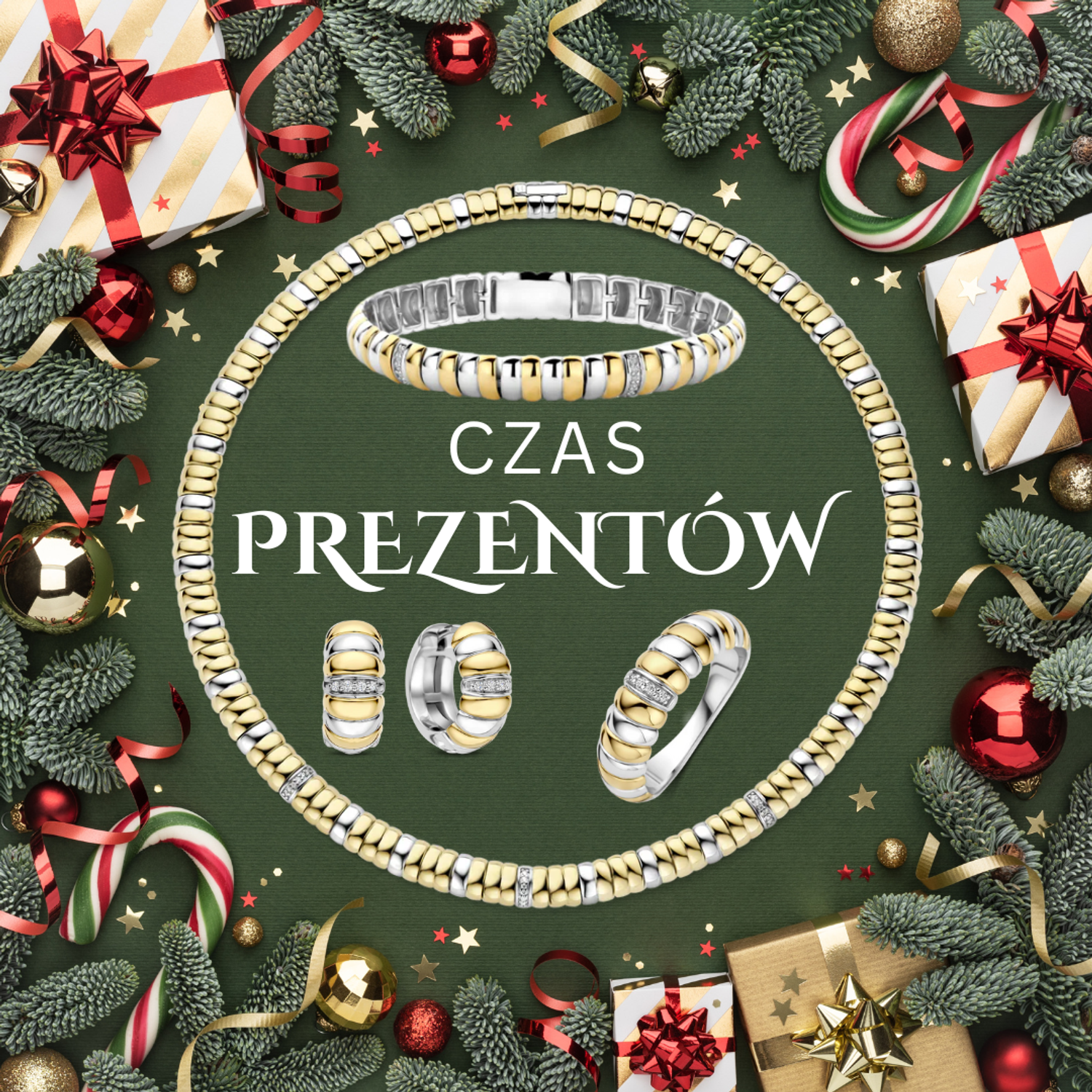 Naszyjnik damski TI SENTO – srebro próby 925 z elementami pokrytymi żółtym złotem i lśniącymi cyrkoniami. Elastyczna kolia, komfortowa w noszeniu, idealna do codziennych 1.jpg