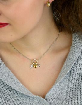 Naszyjnik damski TI SENTO 34115ZY – srebro rodowane 925, częściowo złocone, zdobione cyrkoniami i trzema zawieszkami krzyż, serce i kotwica (wiara, miłość, nadzieja).  (3).JPG