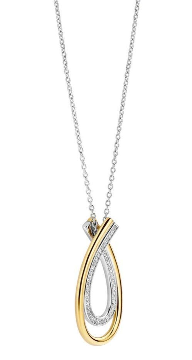 Srebrny naszyjnik Organic Zirconia pozłacany 18-karatowym złotem z cyrkoniami (1).jpg