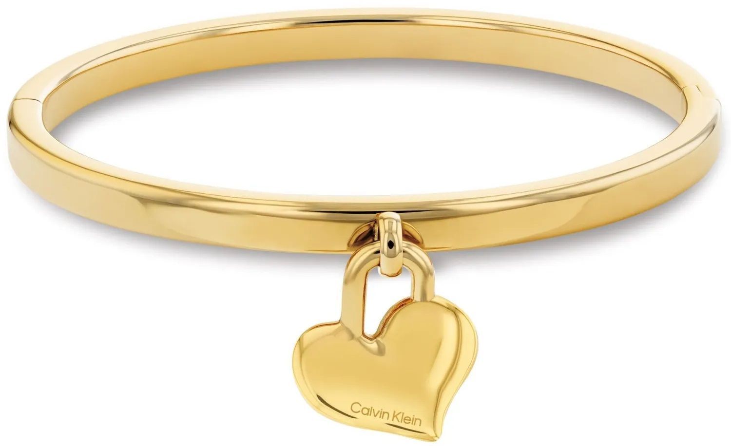 Bransoletka damska Calvin Klein sztywna stalowa z logo CK w złotym kolorze z serduszkiem 35000599. Damska biżuteria Calvin Klein. Biżuteria stalowa Calvin Klein. Bransoletka stalowa damska Calvin Klein. Bransoletka sztywna stalowa CK. Bransolet.jpg