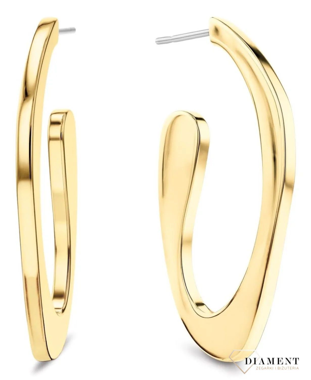 Kolczyki damskie Calvin Klein pozłacane koła z cyrkonią 35000688. Markowa biżuteria modowa Calvin Klein. Oryginalna markowa biżuteria. Szerokie pozłacane koła. Kolczyki na prezent. Biżuteria CK. 2.jpg