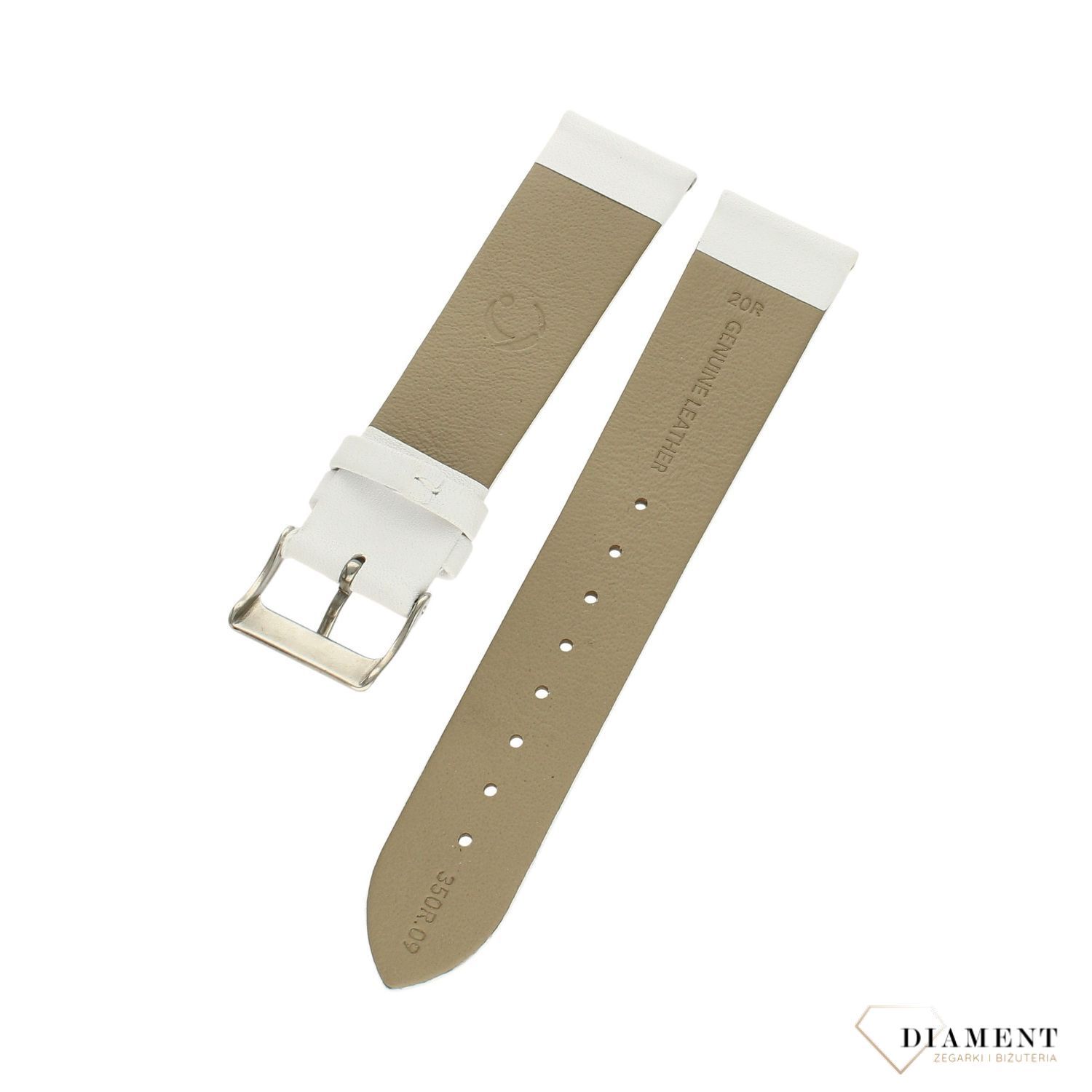 Pasek do zegarka biały skórzany Condor 'Biały szeroki mat' 350R.09 ⌚ Pasek do zegarka z naturalnej skóry ⌚ Pasek do zegarka  (1).jpg