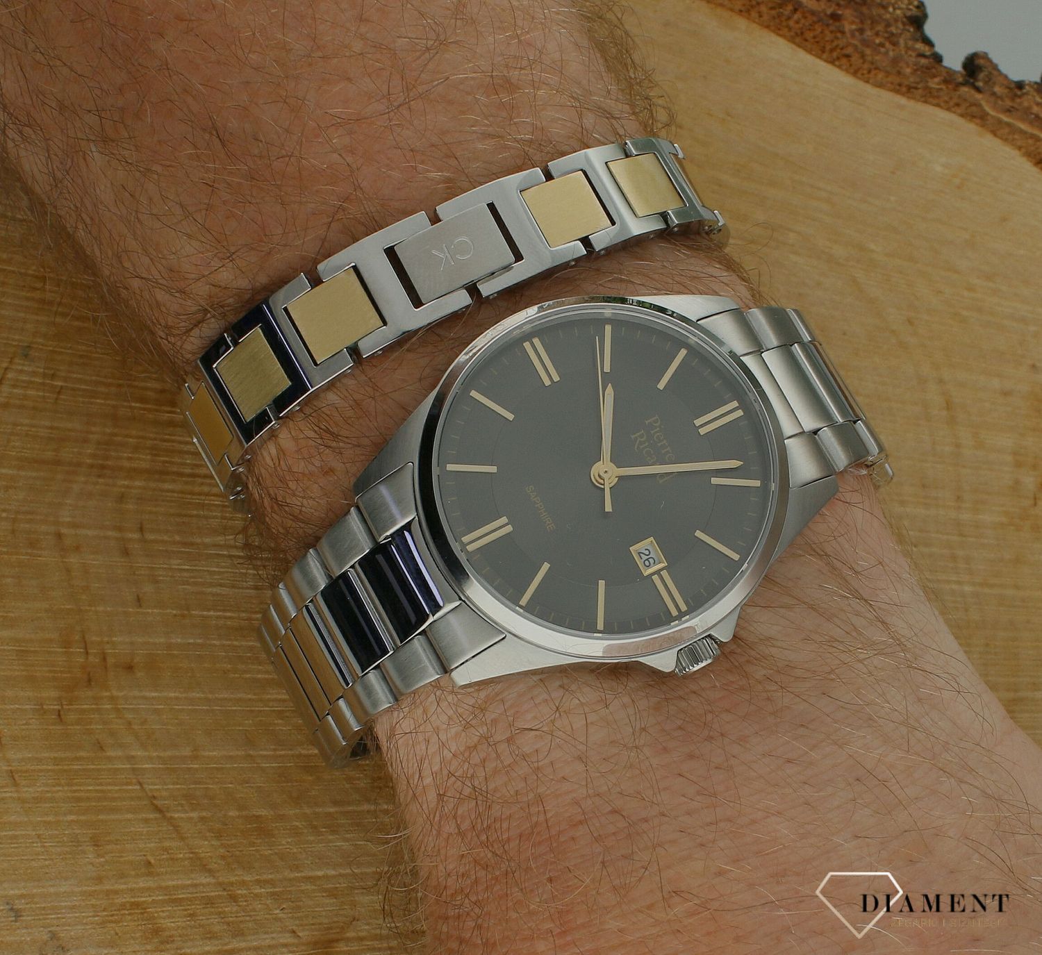 Bransoletka męska Calvin Klein srebrno-złota stalowa 35100009.jpg