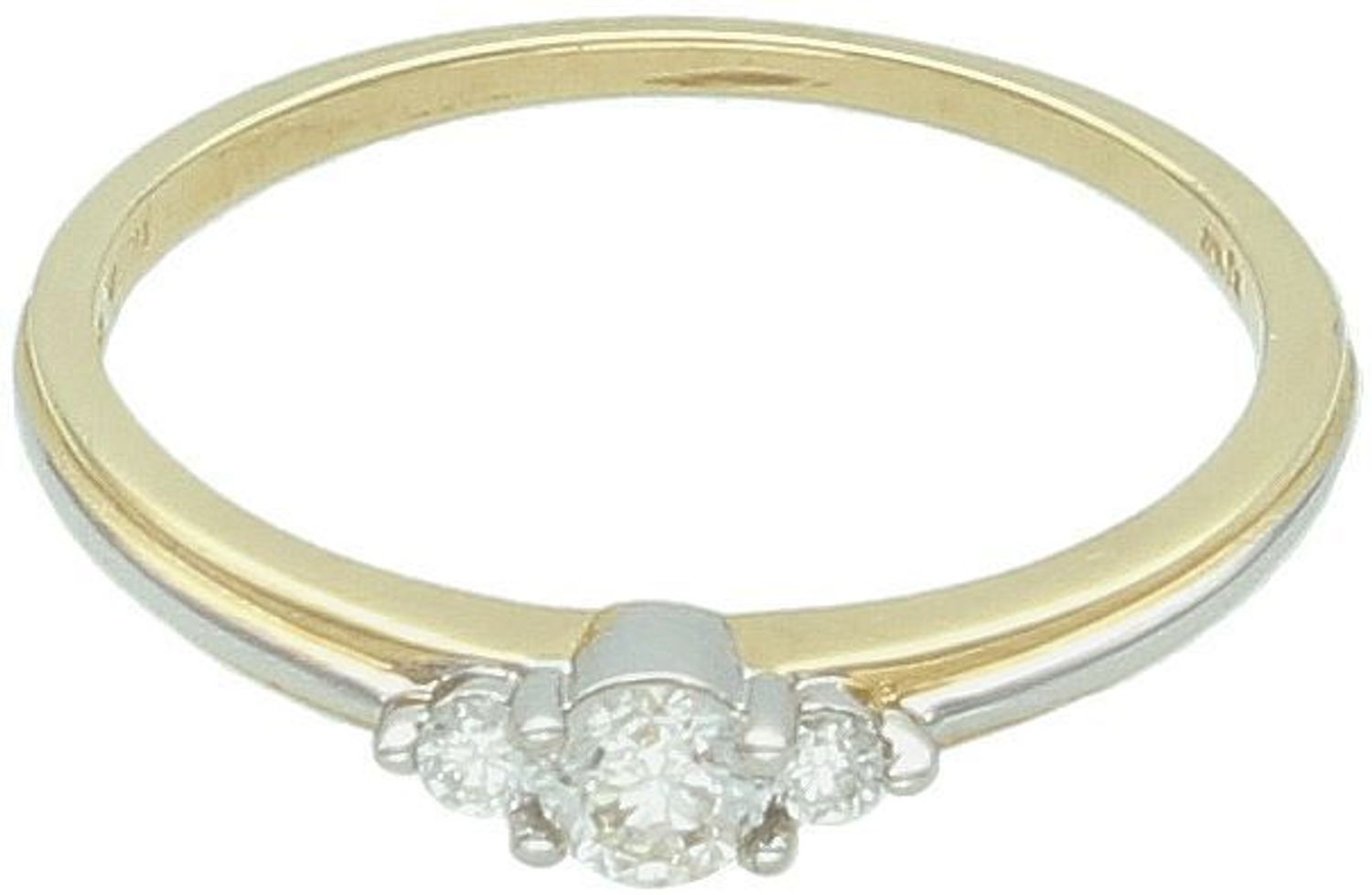 Złoty pierścionek damski z trzema diamentami – białe i żółte złoto 585, 367320.jpg