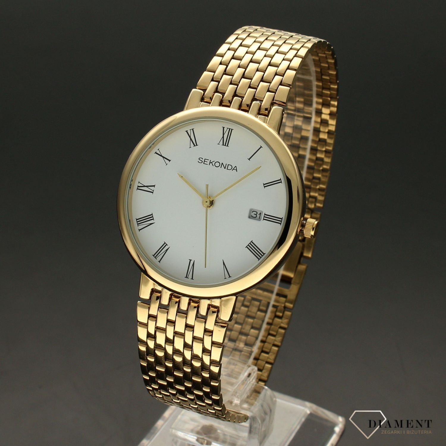 Zegarek męski Sekonda 'Klasyk na bransolecie w kolorze złotym' 3683 (2).jpg
