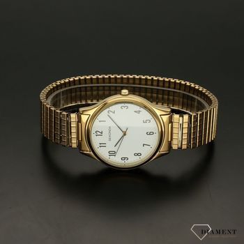Zegarek męski Sekonda 'Złota klasyka' 3752 ✅ Zegarek męski Sekonda 3752 na rozciąganej bransolecie w kolorze złotym z białą tarczą i czarnymi wskazówkami to elegancki model który zachwyca prostotą wykon (4).jpg