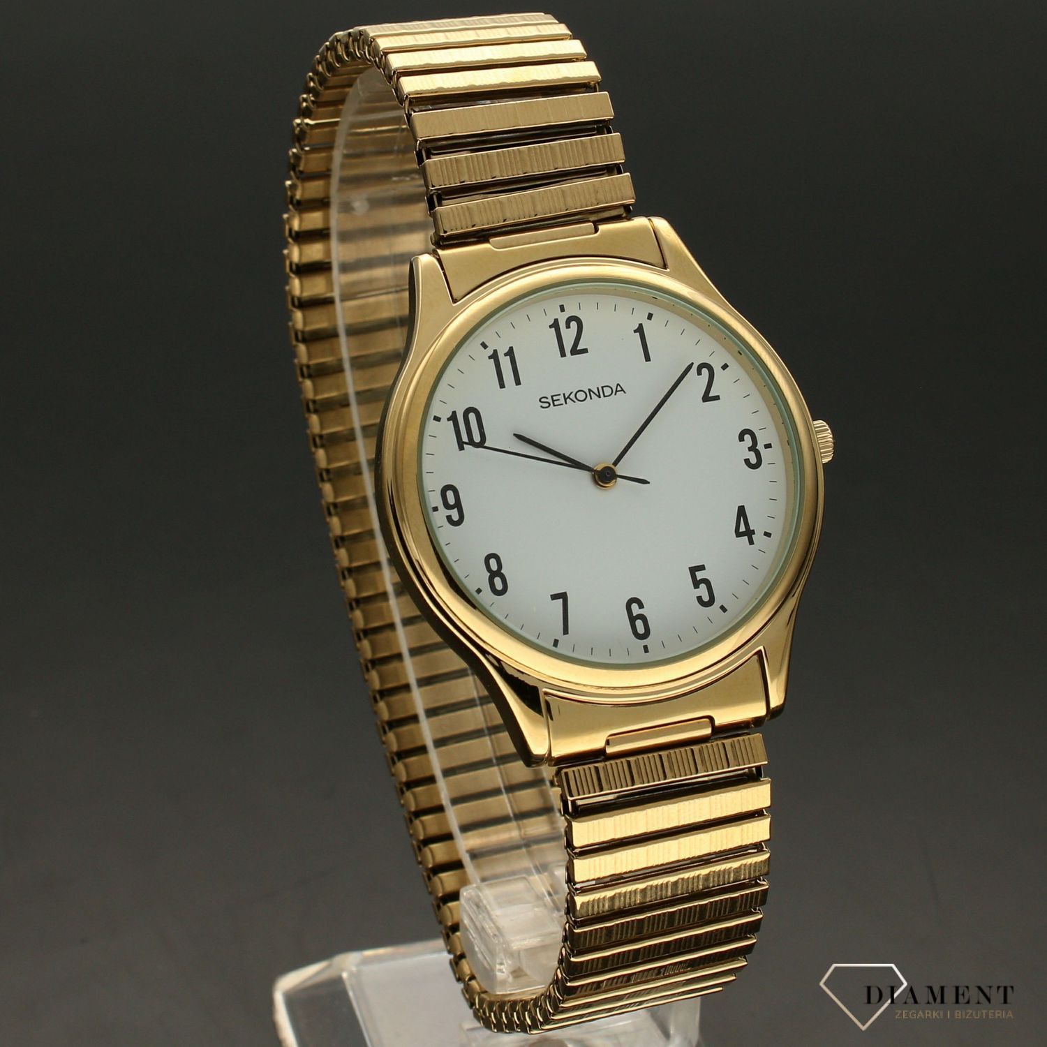Zegarek męski Sekonda 'Złota klasyka' 3752 ✅ Zegarek męski Sekonda 3752 na rozciąganej bransolecie w kolorze złotym z białą tarczą i czarnymi wskazówkami to elegancki model który zachwyca prostotą wykon.jpg