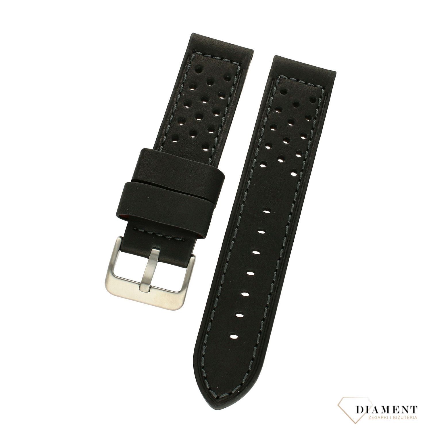Pasek do zegarka czarny skórzany Condor 'Sportowe dziury' 383R (1).jpg