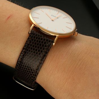 Skórzane paski do zegarków  Echt Eidechse FLUCO Wytrzymały i solidny pasek do zegarka, niemieckiej marki FLUCO w kolorze brązowym został wykonany z bardzo wytrzymałej i wygodnej w użytkowaniu skóry jaszczurki ⌚Paski na  (1).jpg