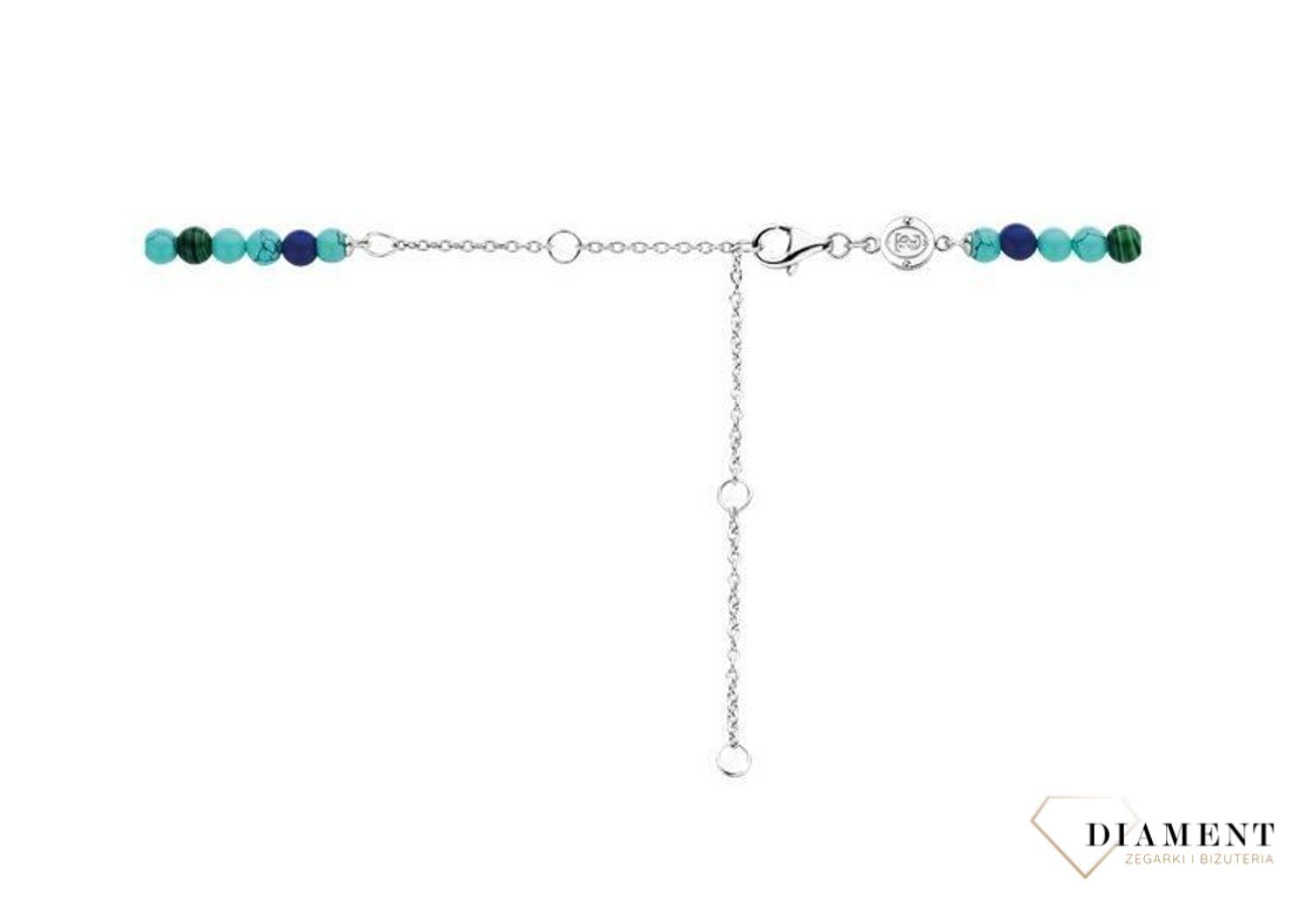 Srebrny naszyjnik TI SENTO koraliki turkus, malachit oraz lapis 3916TM (2).jpg