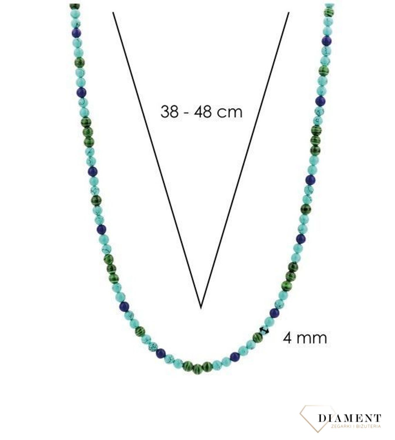 Srebrny naszyjnik TI SENTO koraliki turkus, malachit oraz lapis 3916TM (2).jpg