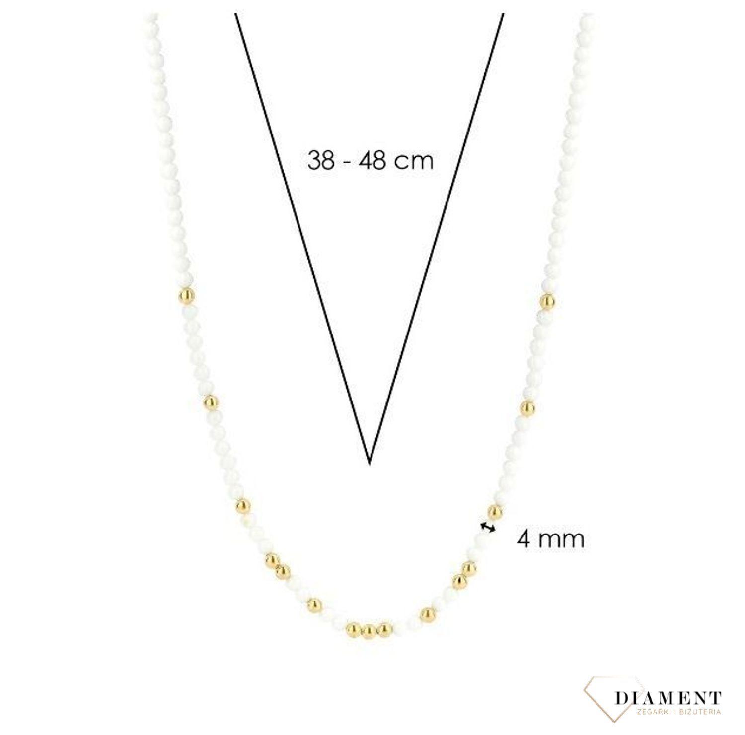 Srebrny naszyjnik TI SENTO białe koraliki ze złotymi dodatkami 3916WY (3).jpg
