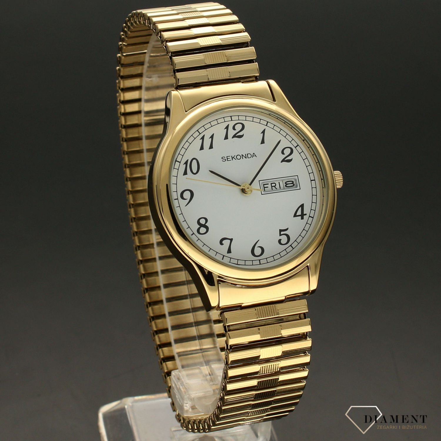 Zegarek męski Sekonda 'Klasyk na rozciąganej bransolecie w kolorze złotym'  3924 (2).jpg