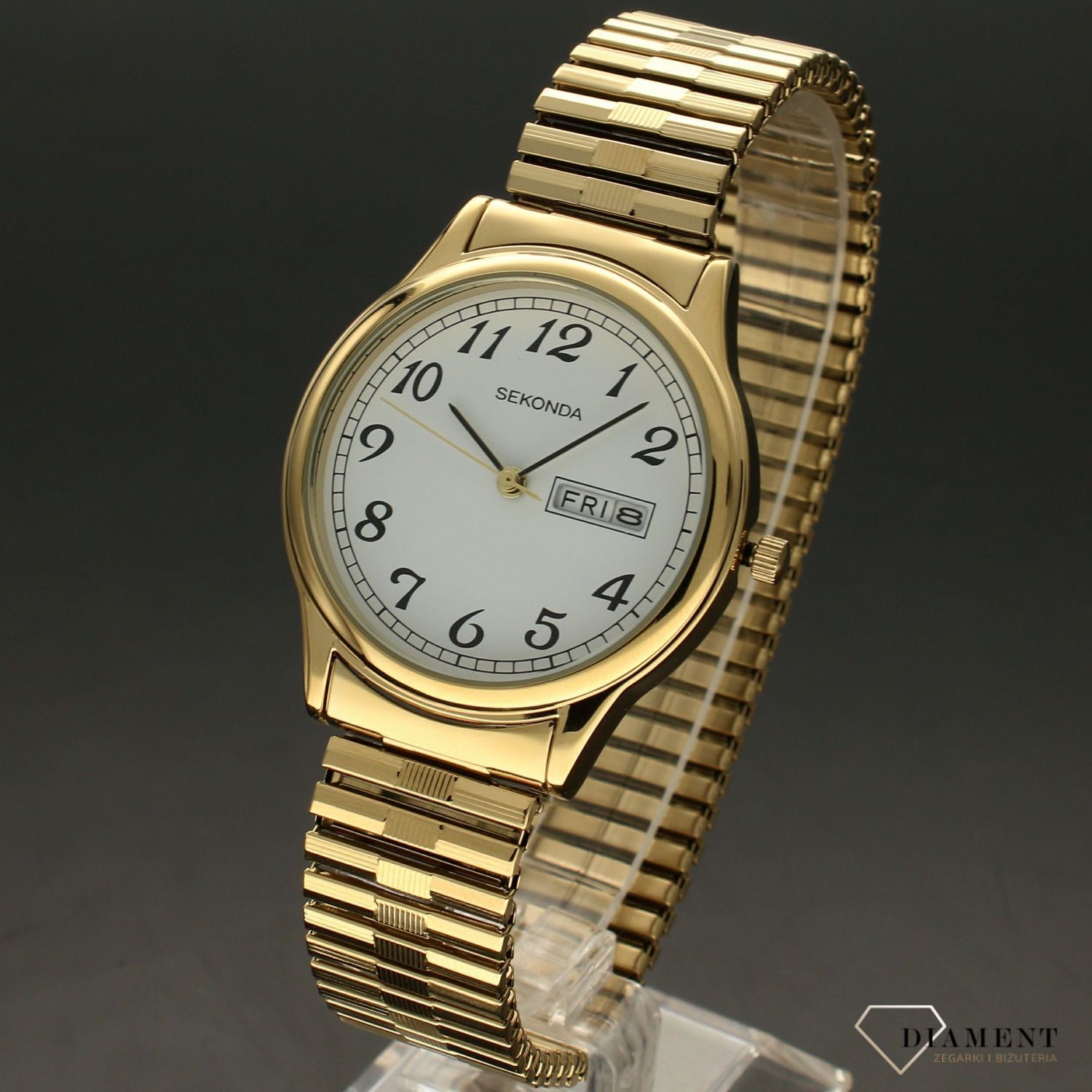 Zegarek męski Sekonda 'Klasyk na rozciąganej bransolecie w kolorze złotym'  3924 (2).jpg
