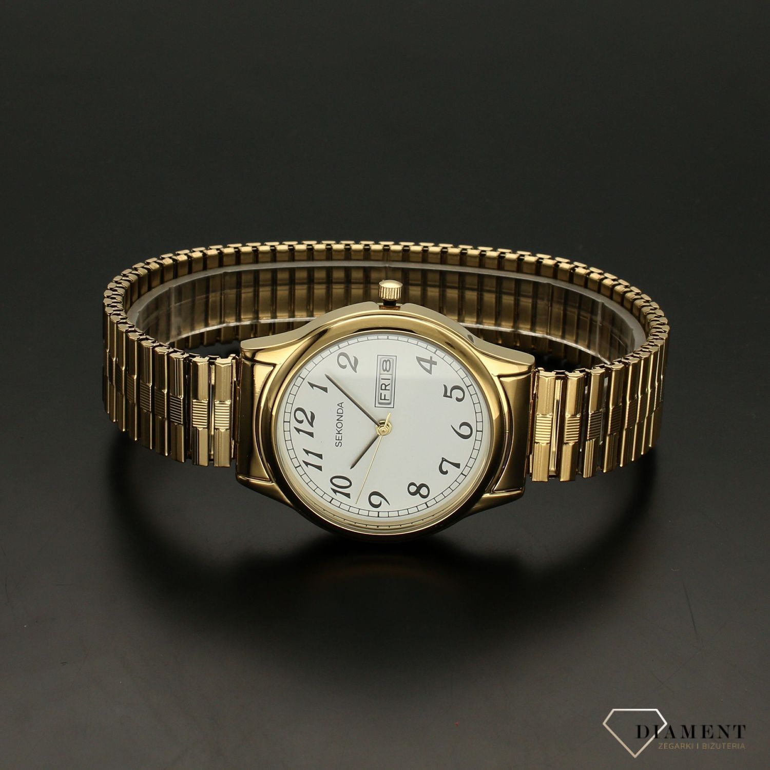 Zegarek męski Sekonda 'Klasyk na rozciąganej bransolecie w kolorze złotym'  3924 (2).jpg
