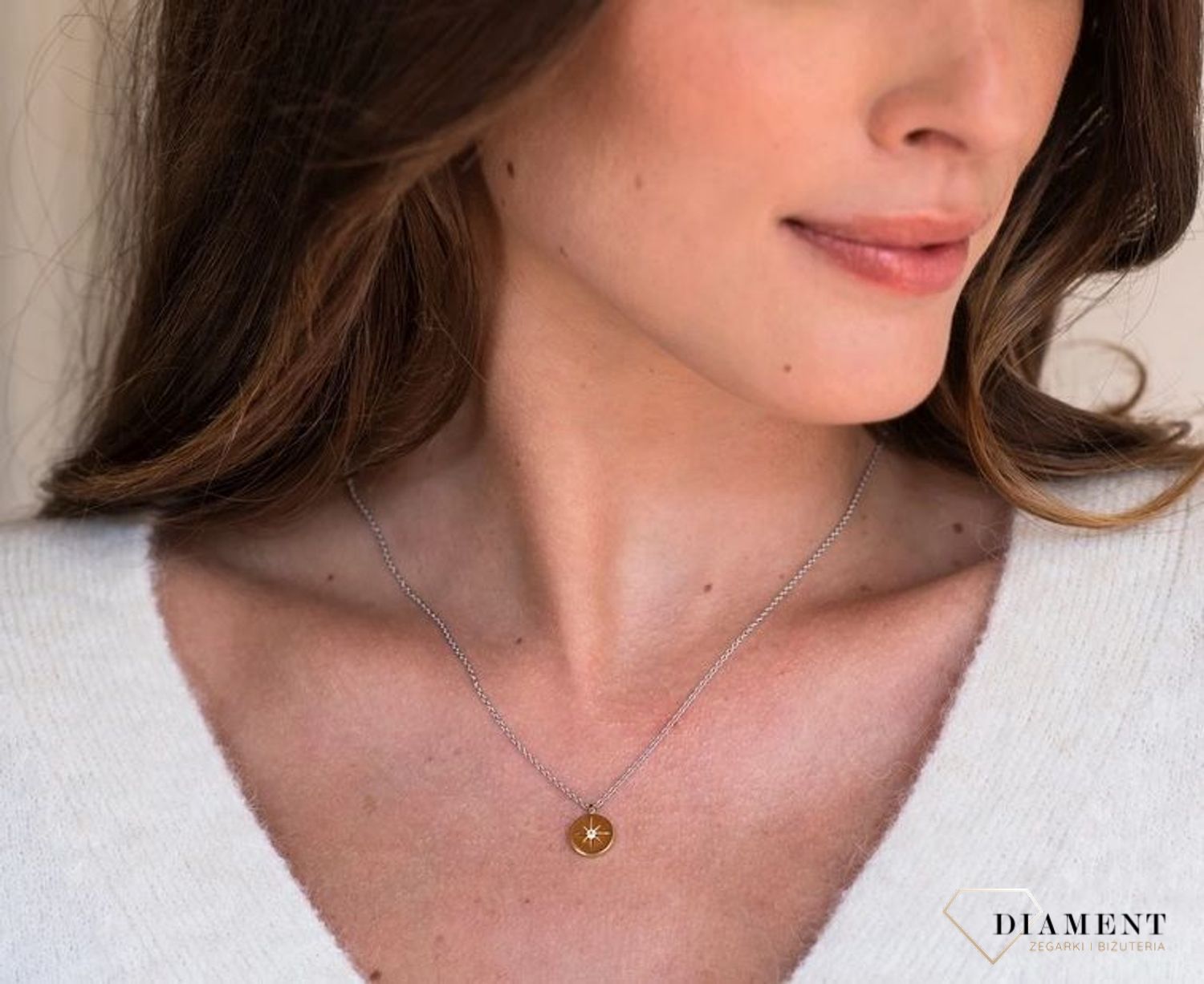 Srebrny naszyjnik pozłacane kółko z gwiazdką 3953ZY (2).jpg
