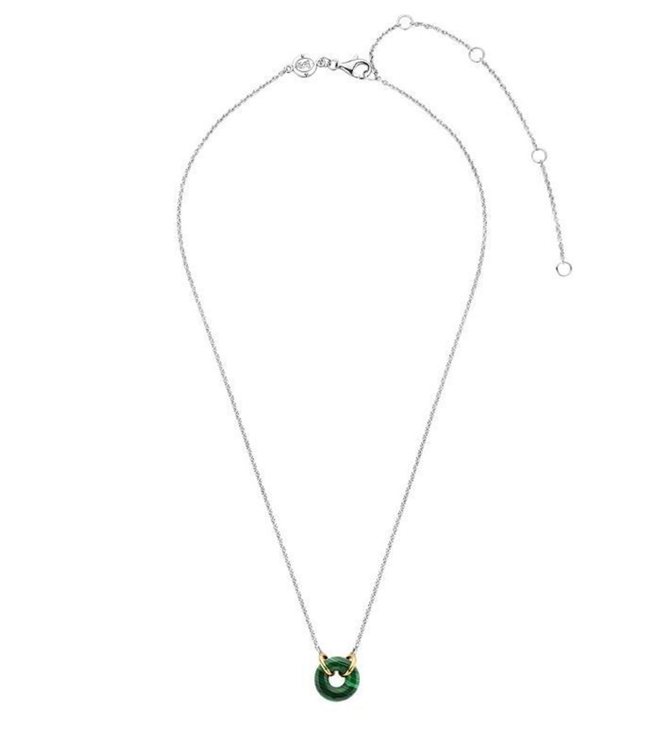 Srebrny naszyjnik TI SENTO z zawieszką z malachitu 3971MA. Srebrny naszyjnik Ti Sento z okrągłą zawieszką z malachitu z dodatkiem pozłacania (1).jpg