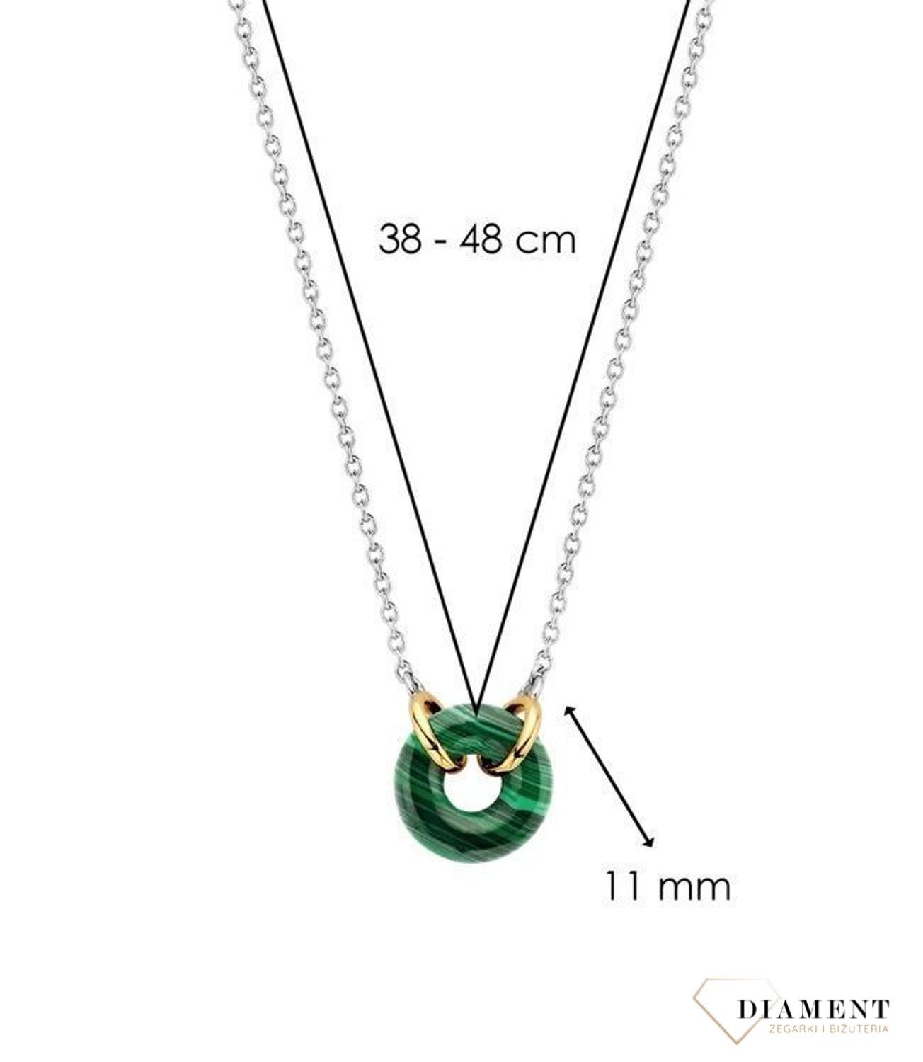 Srebrny naszyjnik TI SENTO z zawieszką z malachitu 3971MA. Srebrny naszyjnik Ti Sento z okrągłą zawieszką z malachitu z dodatkiem pozłacania (1).jpg