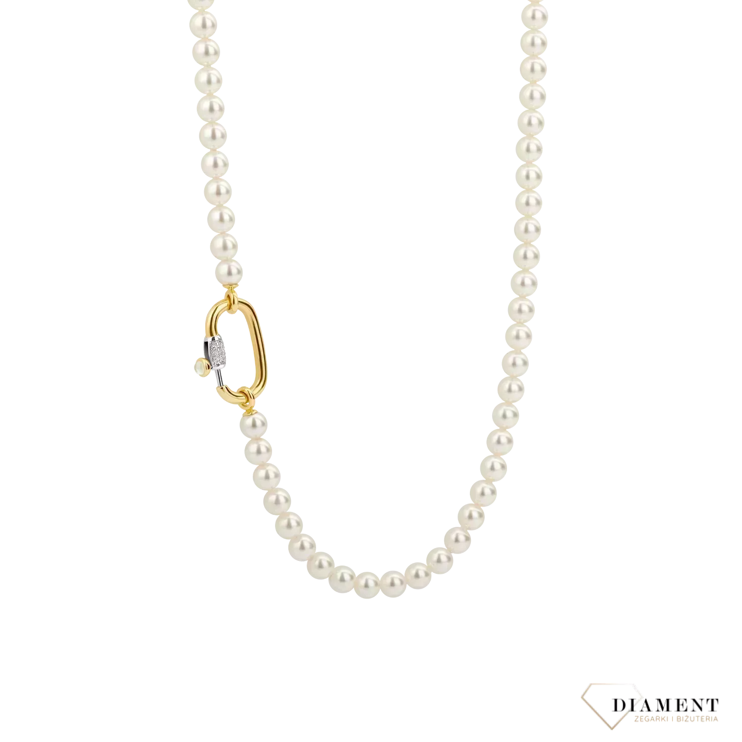 Naszyjnik marki TI SENTO - Milano z kolekcji inspirowanej morzem – jego tajemniczym, nieznanym podwodnym światem oraz pięknem śnieżnobiałych plaż. Srebrny naszyjnik, który wyróżnia się strumieniem drobnych kamieni w kolorze.webp