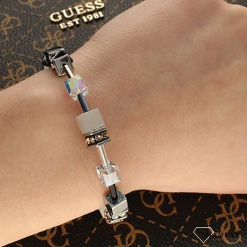 Bransoletka monochromatyczna brzoskwiniowa Coeur de Lion 4012300225 ponadczasowa piękna bransoletka zdobiona kamieniami naturalnymi w kolorze czerni i szarości z kryształami Swarovski®.  (1).jpg