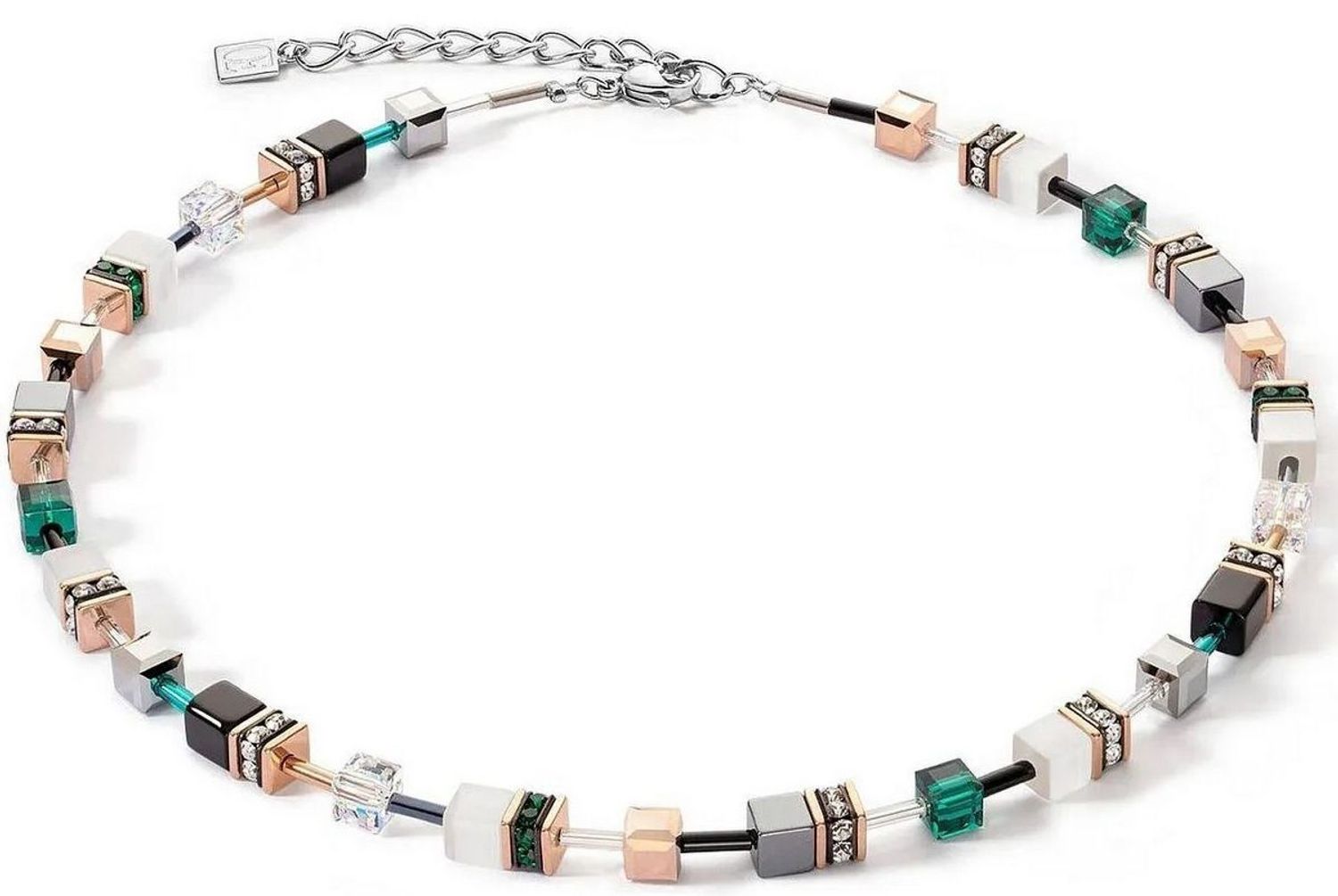 Naszyjnik Coeur De Lion Swarovski GeoCUBE – Hematyt, Tygrysie Oko, Kryształ Górski 42+6 cm  401310-0521.jpg