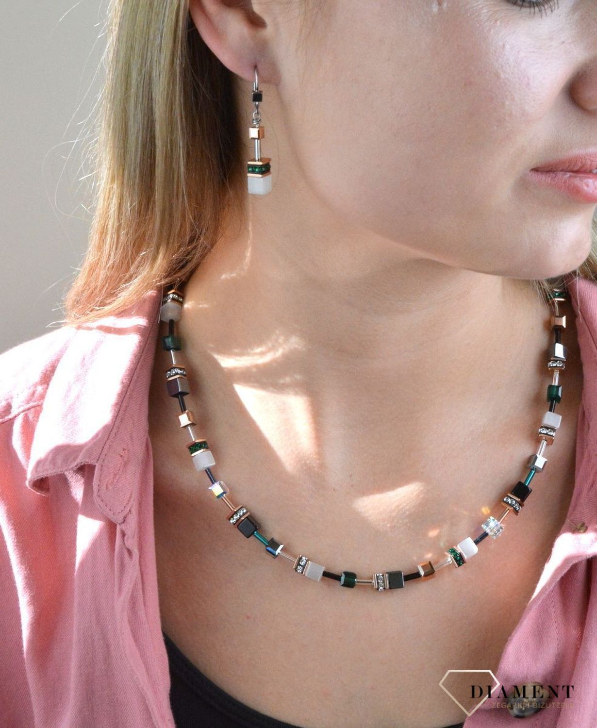 Naszyjnik Coeur De Lion Swarovski GeoCUBE – Hematyt, Tygrysie Oko, Kryształ Górski 42+6 cm  401310-0521.jpg