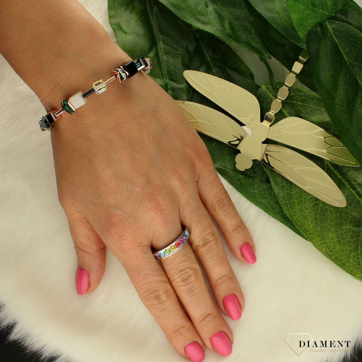 Bransoletka damska Swarovski Coeur De Lion tygrysie oko, hematyt 4013300521.jpg