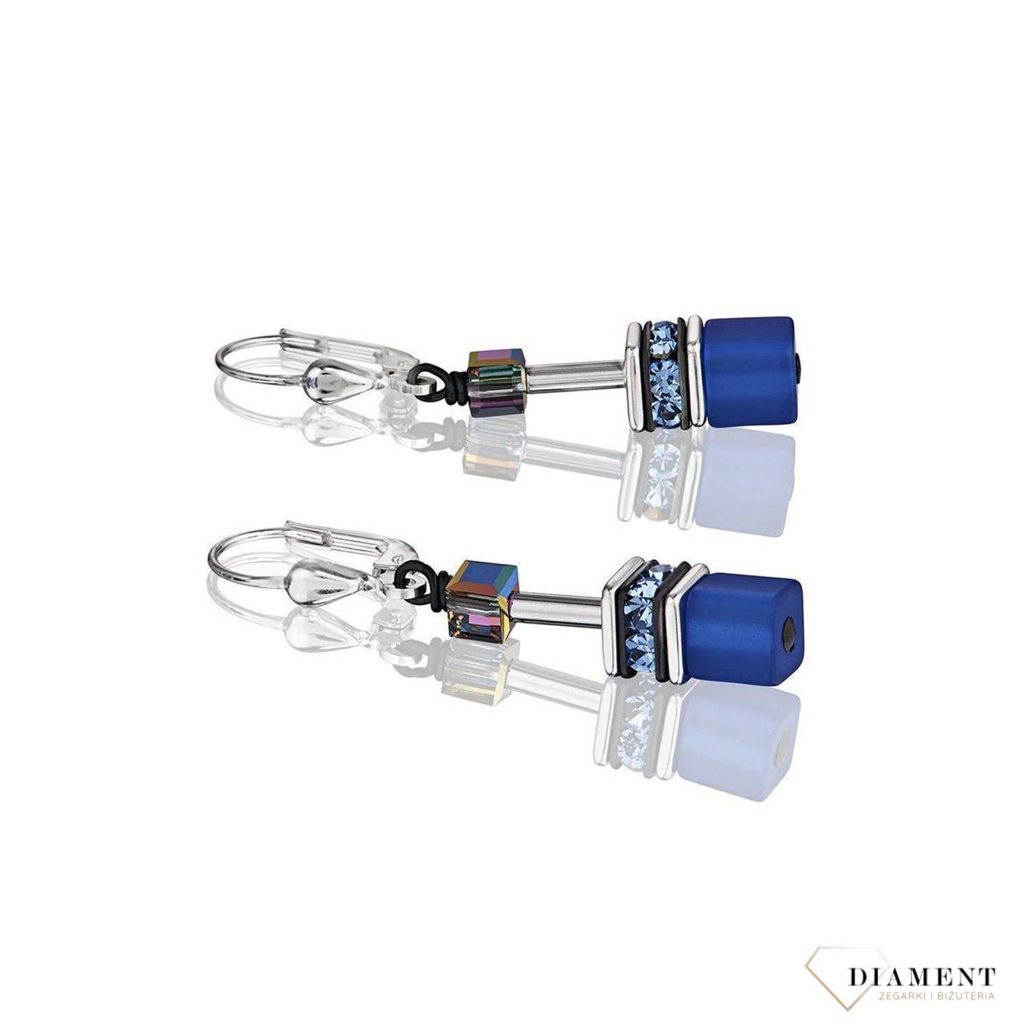 4014200712 kolczyyki wiszące damskie Swarovski niebieskie kolczyki.jpg