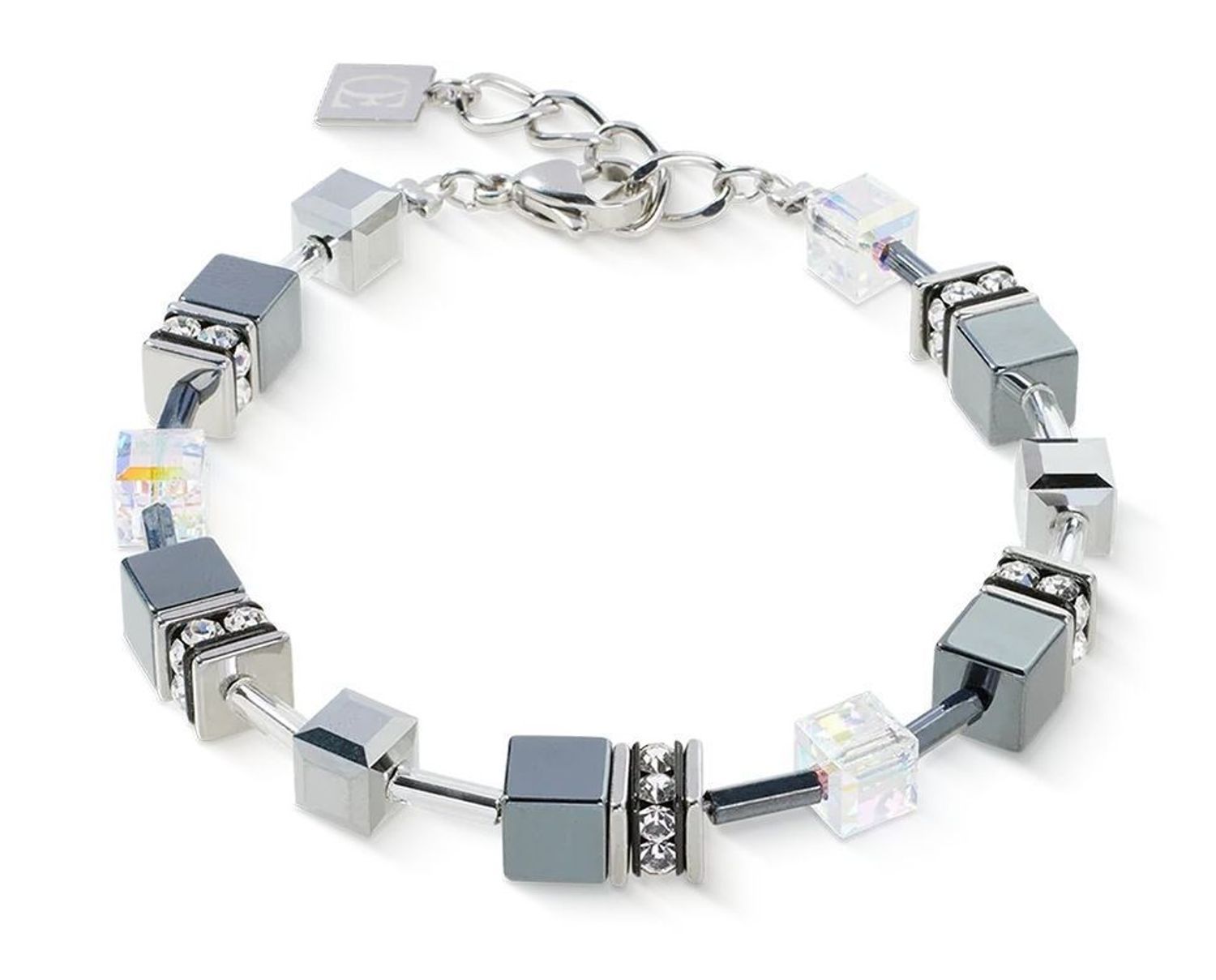 Bransoletka damska GeoCUBE® Platynowa 4015301217 – COEUR DE LION  Minimalistyczna biżuteria srebrna.jpg