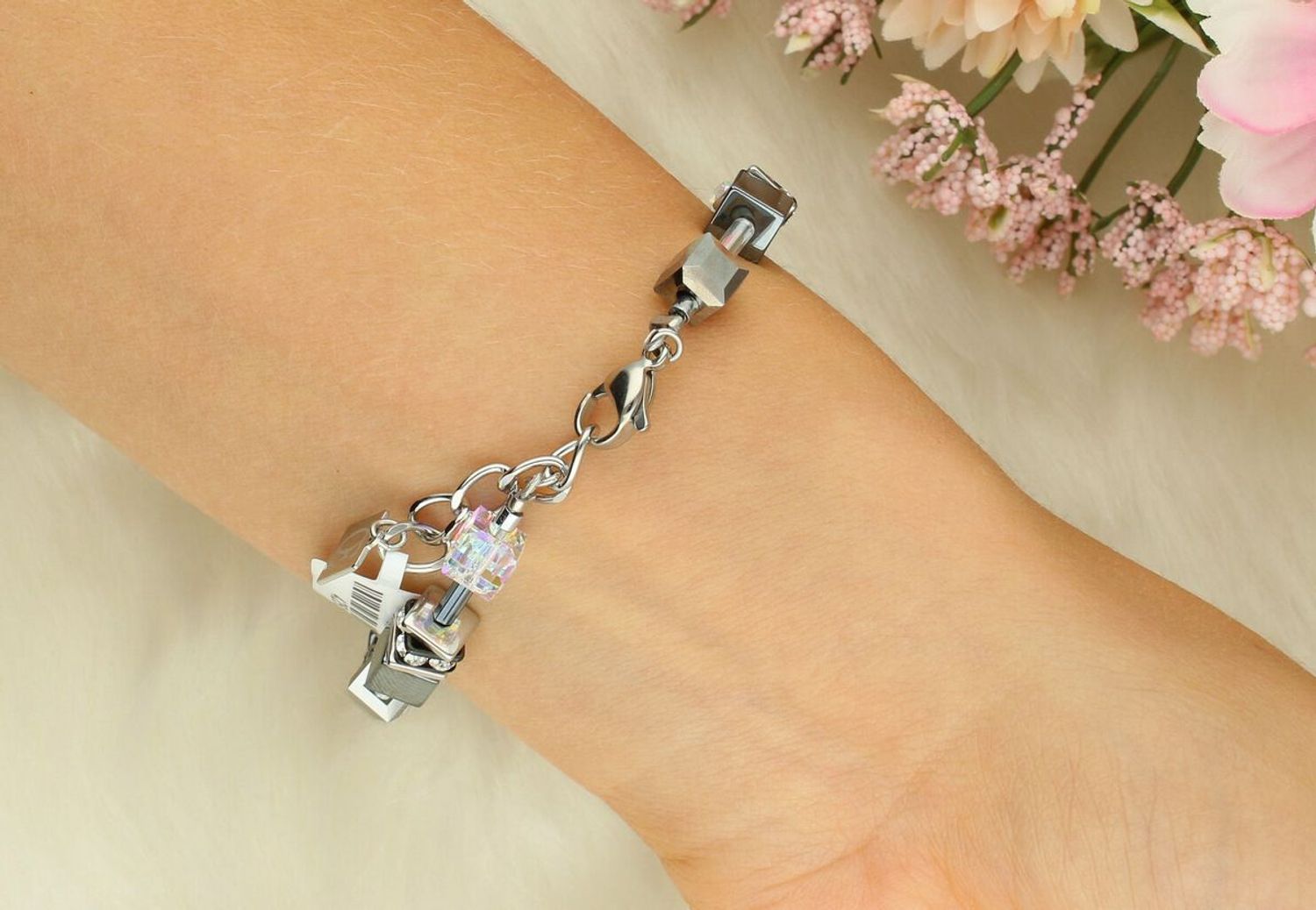 Bransoletka damska GeoCUBE® Platynowa 4015301217 – COEUR DE LION  Minimalistyczna biżuteria srebrna.jpg