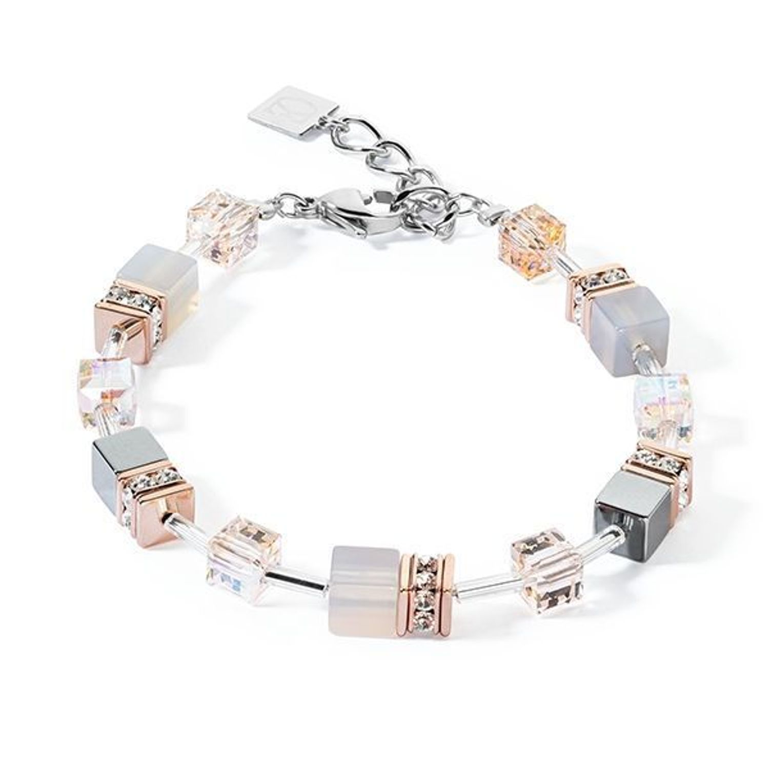 Bransoletka damska Coeur De Lion GeoCUBE® agat hematyt 4017300235.  Bransoletka stalowa damska. Bransoletka damska z kamieniami naturalnymi. Bransoletka damska z kryształkami..jpg