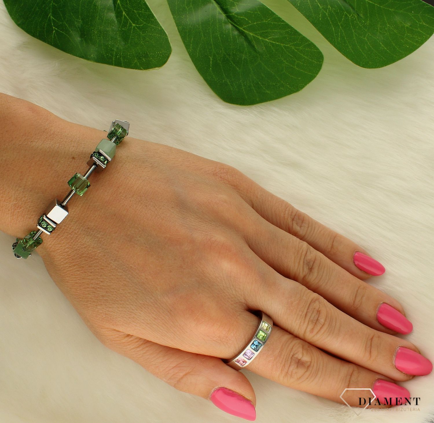 Bransoletka damska Coeur De Lion awenturyn zielony 4017300500. Bransoletka stalowa damska. Bransoletka damska z kamieniami naturalnymi. Bransoletka damska z kryształkami. Bransoletka damska Coeur De Lion idealna na prezent..jpg