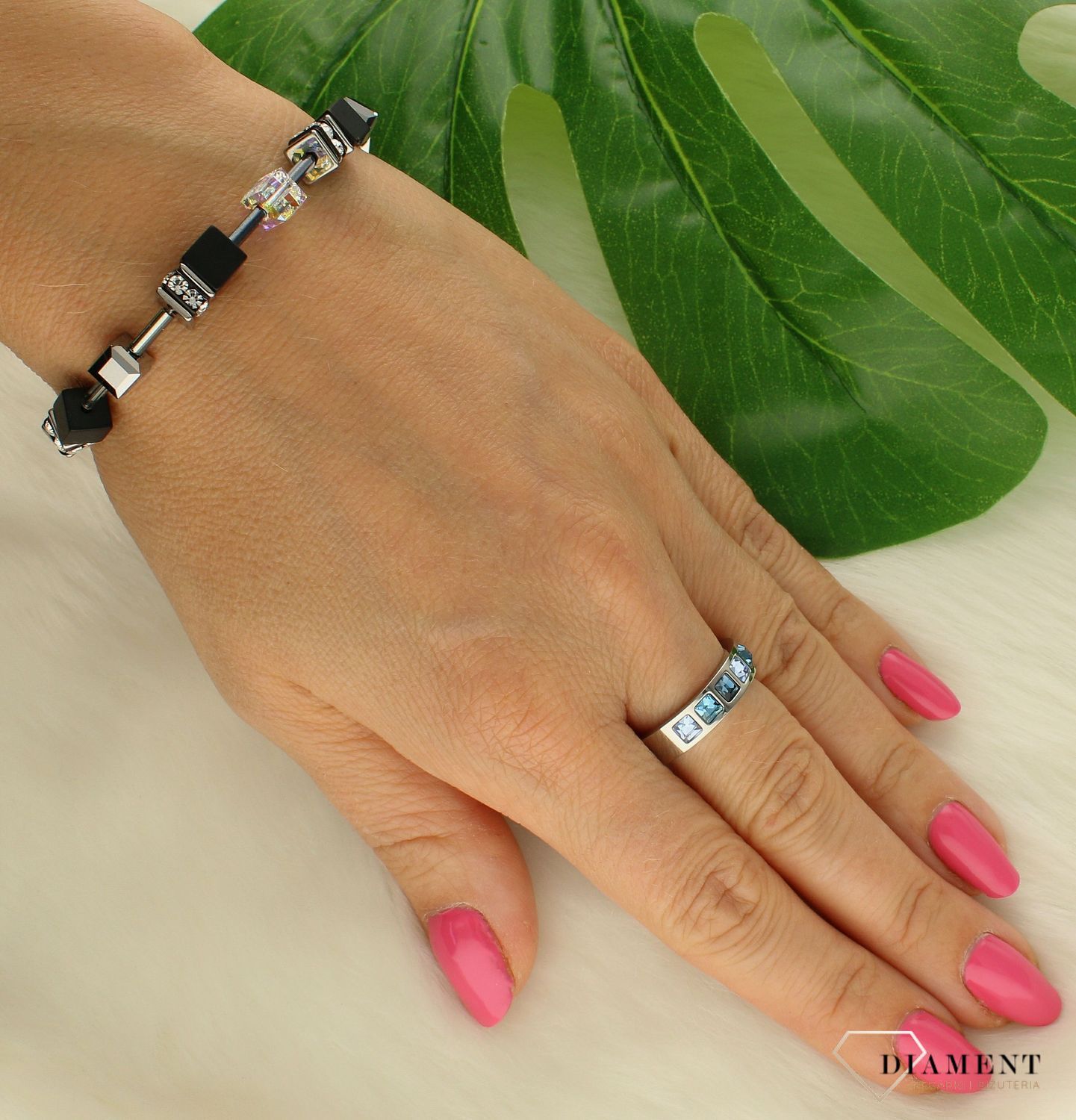 Bransoletka damska Coeur De Lion GeoCUBE onyks 401830-1318.jpg