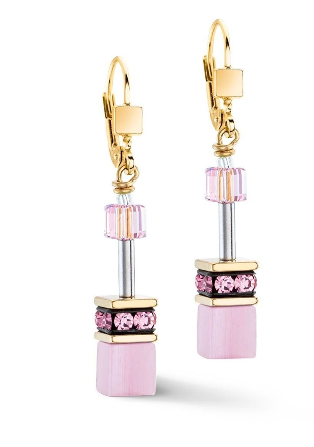 Kolczyki damskie Coeur de Lion GeoCUBE Różowe Kocie Oczko 402020-1920  Biżuteria marki COEUR DE LION, prezent na dzień kobiet.jpg