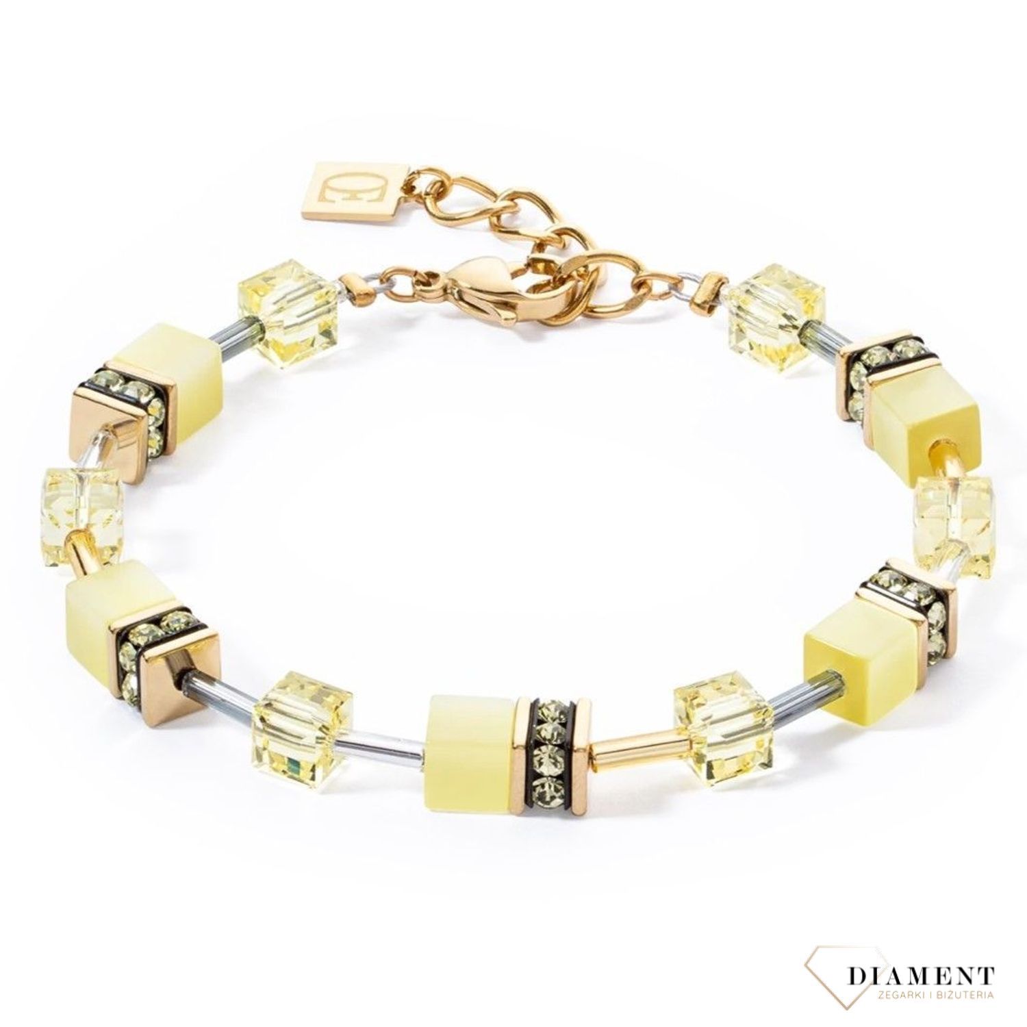 Bransoletka damska Coeur De Lion Iconic Mono Gold 4020300120. COEUR DE LION to nowy koncept biżuterii, wykonanej ręcznie, przy użyciu naturalnych kamieni oraz wysokiej jakości materiałów kryształy Swarovski®, kryształ górski, syntetyczne tygrys.jpg