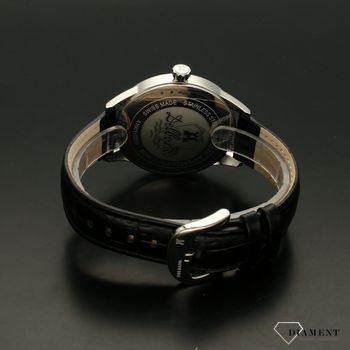 Zegarek męski Delbana Retro 41601.622.6.034. Zegarek męski o klasycznym wyglądzie o bardzo czytelnym cyferblacie w kolorze czarnym. Tarcza zegarka w czarnym kolorze z czytelnymi srebrnymi cyframi arabskimi (5).jpg