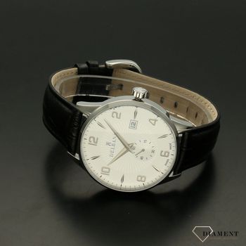 Zegarek męski Delbana Retro 41601.622.6.064. Zegarek męski o klasycznym wyglądzie o bardzo czytelnym, jasnym cyferblacie w kolorze srebrnym. Tarcza zegarka w srebrnym kolorze z czytelnymi srebrnym (4).jpg