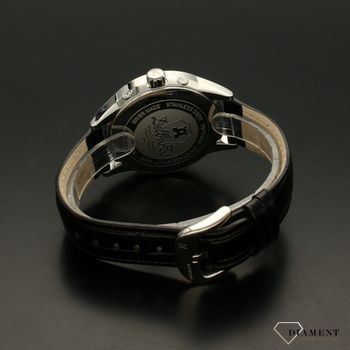 Zegarek męski Delbana Retro Moonphase 41601.646.6.034. Zegarek męski Delbana to elegancki zegarek pasujący do wyjściowych stylizacji. Zegarek posiada czarny pasek o fakturze aligatora oraz srebrną kopertę (5).jpg