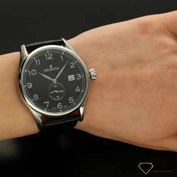 Zegarek męski Delbana Fiorentino 41601.682.6.032. Zegarek męski o klasycznym wyglądzie o bardzo czytelnym, ciemnym cyferblacie. Tarcza zegarka w czarnym kolorze ze srebrnymi cyframi arabskimi chronione (1).jpg