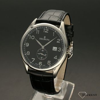 Zegarek męski Delbana Fiorentino 41601.682.6.032. Zegarek męski o klasycznym wyglądzie o bardzo czytelnym, ciemnym cyferblacie. Tarcza zegarka w czarnym kolorze ze srebrnymi cyframi arabskimi chronione (3).jpg
