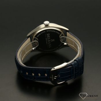 Zegarek męski Delbana Fiorentino 41601.682.6.042. Zegarek męski o klasycznym wyglądzie o bardzo czytelnym, ciemnym cyferblacie. Tarcza zegarka w niebieskim kolorze ze srebrnymi cyframi arabskimi  (5).jpg