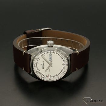 Zegarek męski DELBANA Locarno 41601.714.6.012. Zegarek męski kwarcowy w klasycznej formie. Zegarek posiada stalową kopertę w kolorze srebrnym z brązowym paskiem o gładkiej fakturze (1).jpg