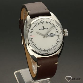 Zegarek męski DELBANA Locarno 41601.714.6.012. Zegarek męski kwarcowy w klasycznej formie. Zegarek posiada stalową kopertę w kolorze srebrnym z brązowym paskiem o gładkiej fakturze (4).jpg