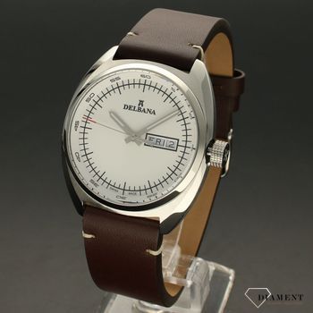 Zegarek męski DELBANA Locarno 41601.714.6.012. Zegarek męski kwarcowy w klasycznej formie. Zegarek posiada stalową kopertę w kolorze srebrnym z brązowym paskiem o gładkiej fakturze (5).jpg