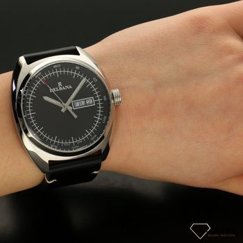 Zegarek męski DELBANA Locarno 41601.714.6.032. Zegarek męski kwarcowy w klasycznej formie. Zegarek posiada stalową kopertę w kolorze srebrnym z czarnym paskiem o gładkiej fakturze (3).jpg