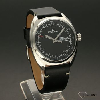 Zegarek męski DELBANA Locarno 41601.714.6.032. Zegarek męski kwarcowy w klasycznej formie. Zegarek posiada stalową kopertę w kolorze srebrnym z czarnym paskiem o gładkiej fakturze (4).jpg
