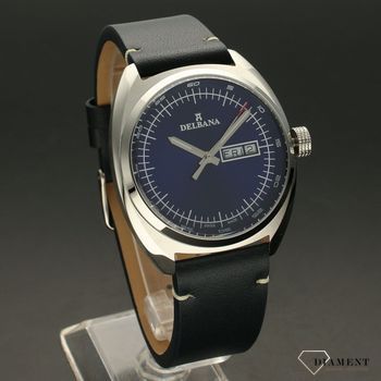 Zegarek męski DELBANA Locarno 41601.714.6.042. Zegarek męski kwarcowy w klasycznej formie. Zegarek posiada stalową kopertę w kolorze srebrnym z granatowym paskiem o gładkiej fakturze.  (4).jpg