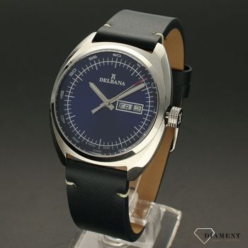 Zegarek męski DELBANA Locarno 41601.714.6.042. Zegarek męski kwarcowy w klasycznej formie. Zegarek posiada stalową kopertę w kolorze srebrnym z granatowym paskiem o gładkiej fakturze.  (5).jpg